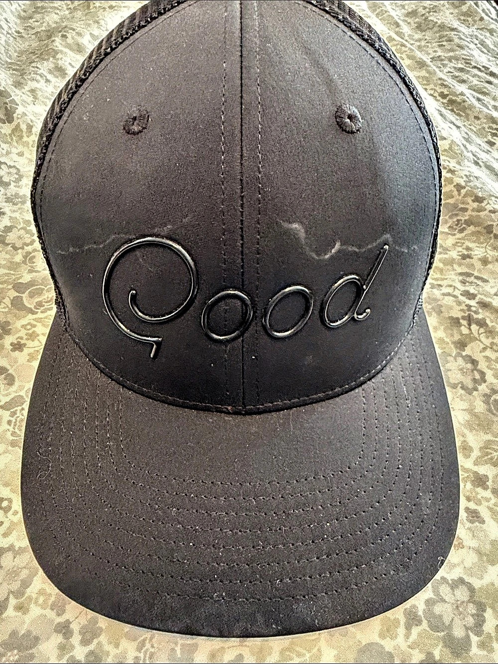 Good Script Logo Trucker Hat - Black